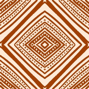 Large Diamond Shape Geometric Tribal terra cotta and peach pink