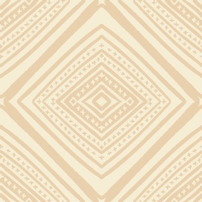 Large Diamond Shape Geometric Tribal Cream and Beige Pastel