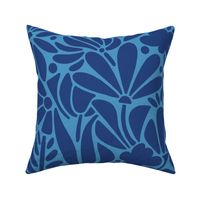 Blue Graphic Floral - Large Scale - Summer