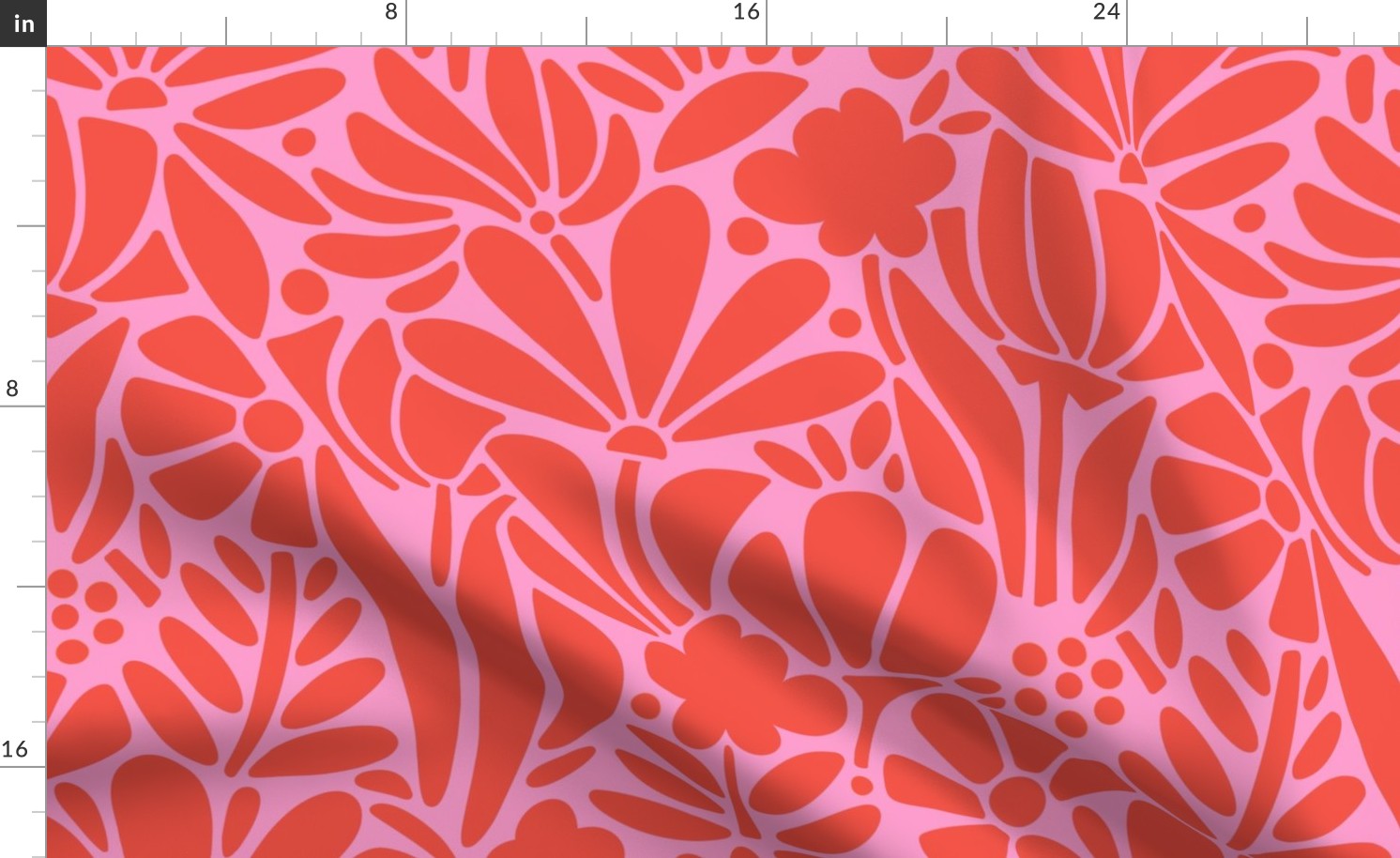 Pink Red Graphic Floral - Large Scale - Summer