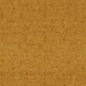 (small scale) Juniper hexagons - stripes- mustard - LAD22