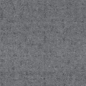 (small scale) Juniper hexagons - stripes- dark grey - LAD22