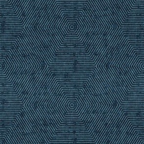 (small scale) Juniper hexagons - stripes- dark blue - LAD22