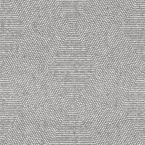 (small scale) Juniper hexagons - stripes-  med grey - LAD22