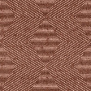 (small scale) Juniper hexagons - stripes-  rust - LAD22