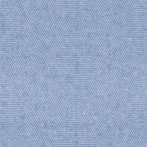 (small scale) Juniper hexagons - stripes-  nantucket blue - LAD22