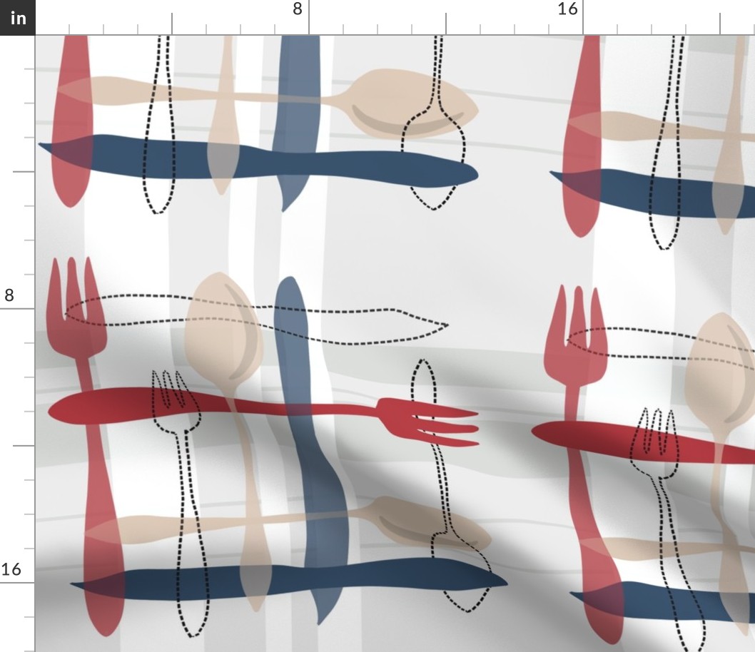 kitchen check with spoons, knives and forks - straight -  Medium Scale