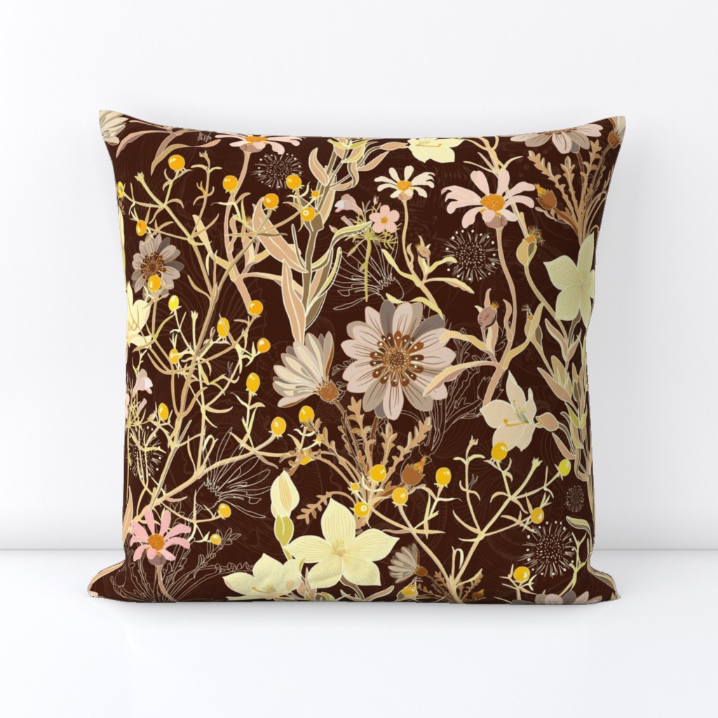 Wilderness of wonderful flowers in coffee colours. Lain Snow large