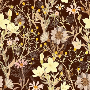 Wilderness of wonderful flowers in coffee colours. Lain Snow large