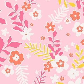 Boho Flowers in Pink 1 - (Medium Scale)