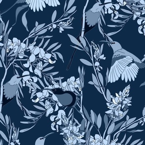 Scandinavian Sunbirds Maximalist on steel blues large