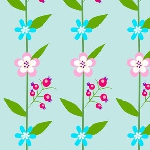 Floral Stripe on a teal background