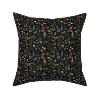 boho botanica - black denim blue lupin - 5" repeat