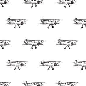 Biplanes in Black and White for Wallpaper & Home Decor