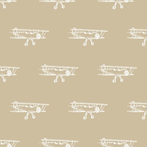Vintage Biplanes in Gold & White for Wallpaper & Home Decor
