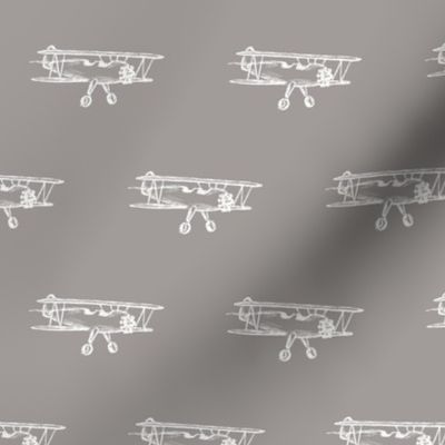 Biplanes in Taupe Gray for Wallpaper & Home Decor