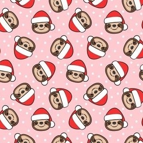 (small scale) Santa Sloths - Christmas Sloth - pink - LAD22