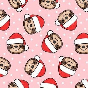 Santa Sloths - Christmas Sloth - pink - LAD22