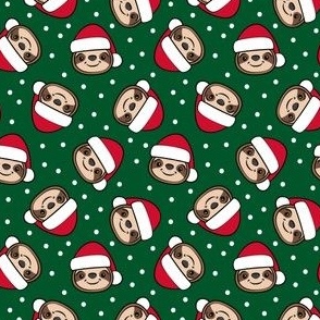 (small scale) Santa Sloths - Christmas Sloth - dark green - LAD22