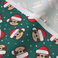 (small scale) Santa Sloths - Christmas Sloth - teal - LAD22