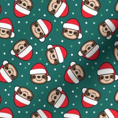 Santa Sloths - Christmas Sloth - teal - LAD22