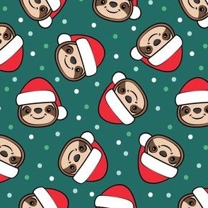 Santa Sloths - Christmas Sloth - teal - LAD22