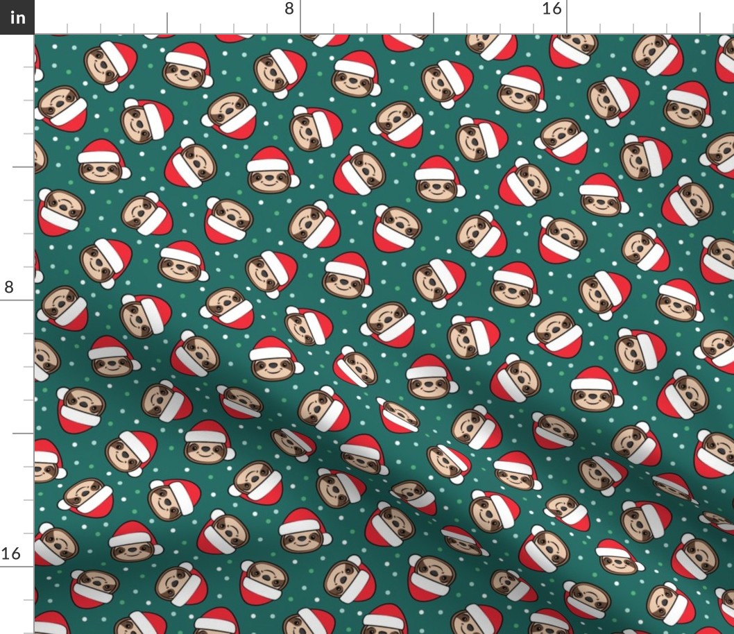 Santa Sloths - Christmas Sloth - teal - LAD22