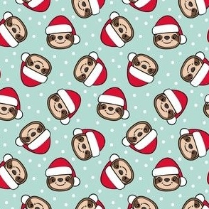 (small scale) Santa Sloths - Christmas Sloth - mint - LAD22