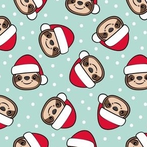 Santa Sloths - Christmas Sloth - mint - LAD22
