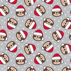 (small scale) Santa Sloths - Christmas Sloth - grey - LAD22