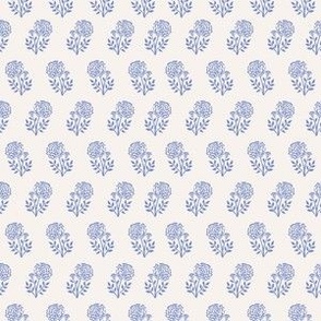 Block Print in Cream with Periwinkle