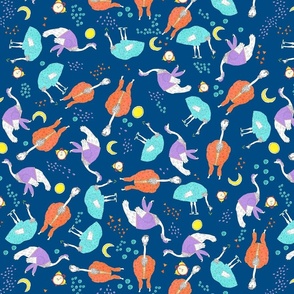 Ostriches in Pajamas - navy