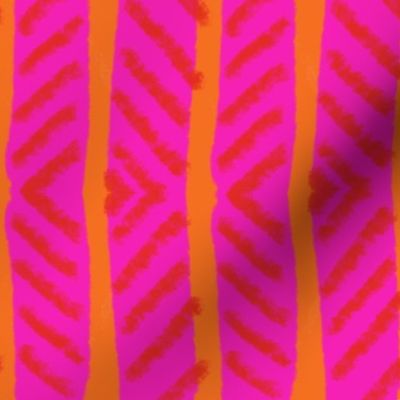 Hot Pink, Orange, and Red Wiggle Tribal Stripes | Bright