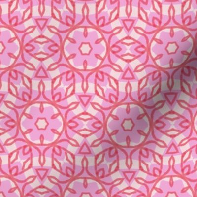 Laced Layered Magenta Swirls on Pink Hexagons