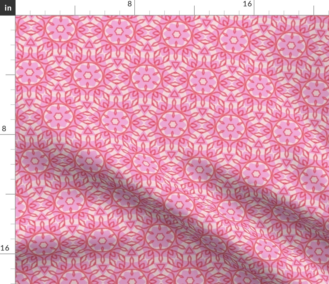 Laced Layered Magenta Swirls on Pink Hexagons