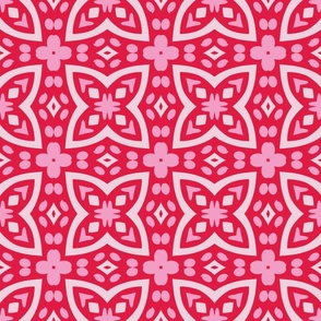 Folk Art Red, White, and Pink Graphic Floral