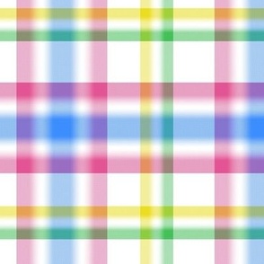 Spring Pink Blue Green Yellow Gradient Plaid