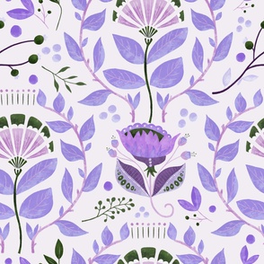 folk art flowers lavender sage_extra large