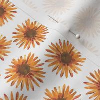 267 - $ Golden sunflowers in grid style, watercolour painted - medium scale for wallpaper, bed linen, summer table linen, holiday time, fall themes, thanksgiving