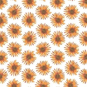 267 - $ Golden sunflowers in grid style, watercolour painted - medium scale for wallpaper, bed linen, summer table linen, holiday time, fall themes, thanksgiving
