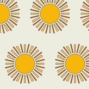 Retro style suns in half brick formation - large scale for home decor, wallpaper, table linen and apparel