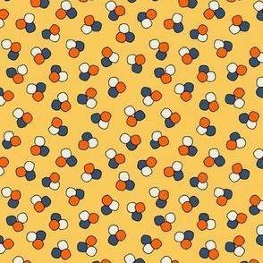Mod asteroids  polka dots in buttery yellow, denim blue, baby orange and white - for sunny wallpaper, modern cotton Bedlinen, baby and nursery accessories and apparel in general 