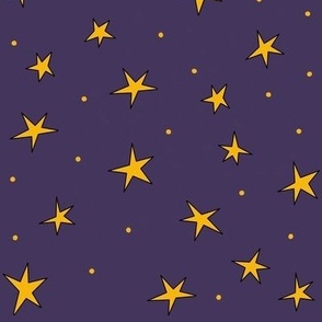 Starry night on royal purple background, for kids apparel, kids decor, nursery accessories, pet accessories and more.