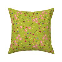 Lithgow Panther fabric flowers and dots lime
