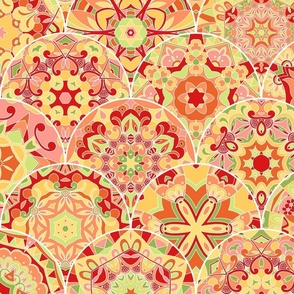 Ornamental Kaleidoscope White Red Orange Yellow