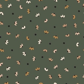 Ditsy Daisies - Olive Green