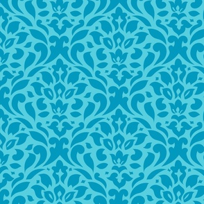 Carribean damask on Fresh Blue