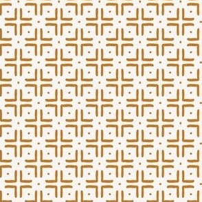 Tribal grid - ochre and cream - small