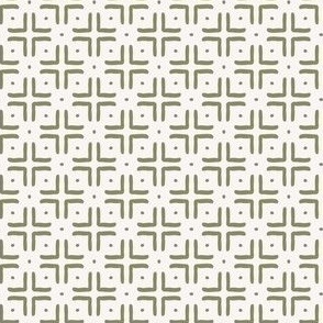 Tribal grid - cream and olive - small