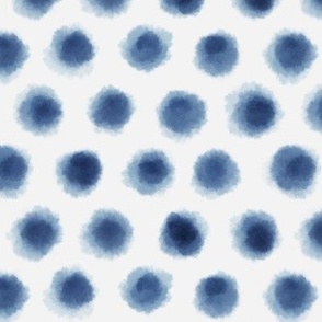 Blue watercolor polka dots seamless pattern.